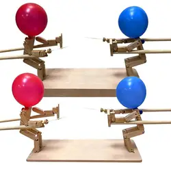 Juego de batalla de robots de madera de hombre de bambú, globo de dos jugadores, juego de batalla de globo de ritmo rápido con 50 globos, Juguetes Divertidos para niños, regalos