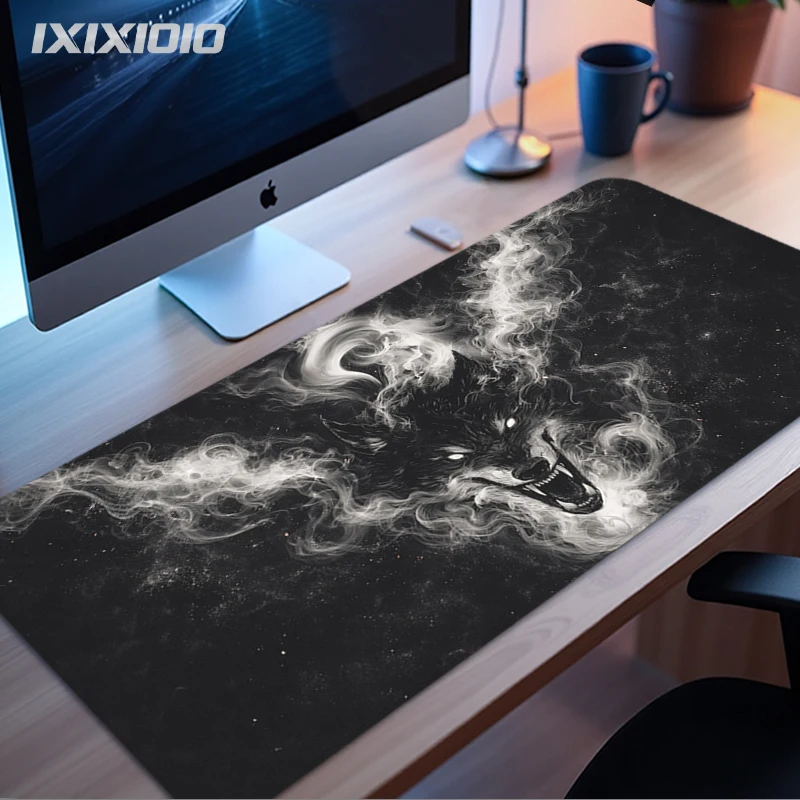 Black And White Wolf Mouse Pad Gamer printon demand Computer New Home Mousepad XXL keyboard pad Non-Slip Carpet PC