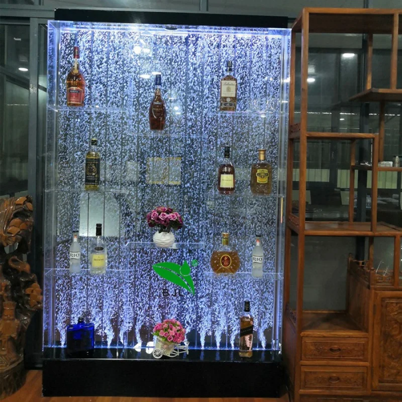 Barra de noche personalizada, muebles de bar led iluminados, pared de burbujas usada, armario de vino