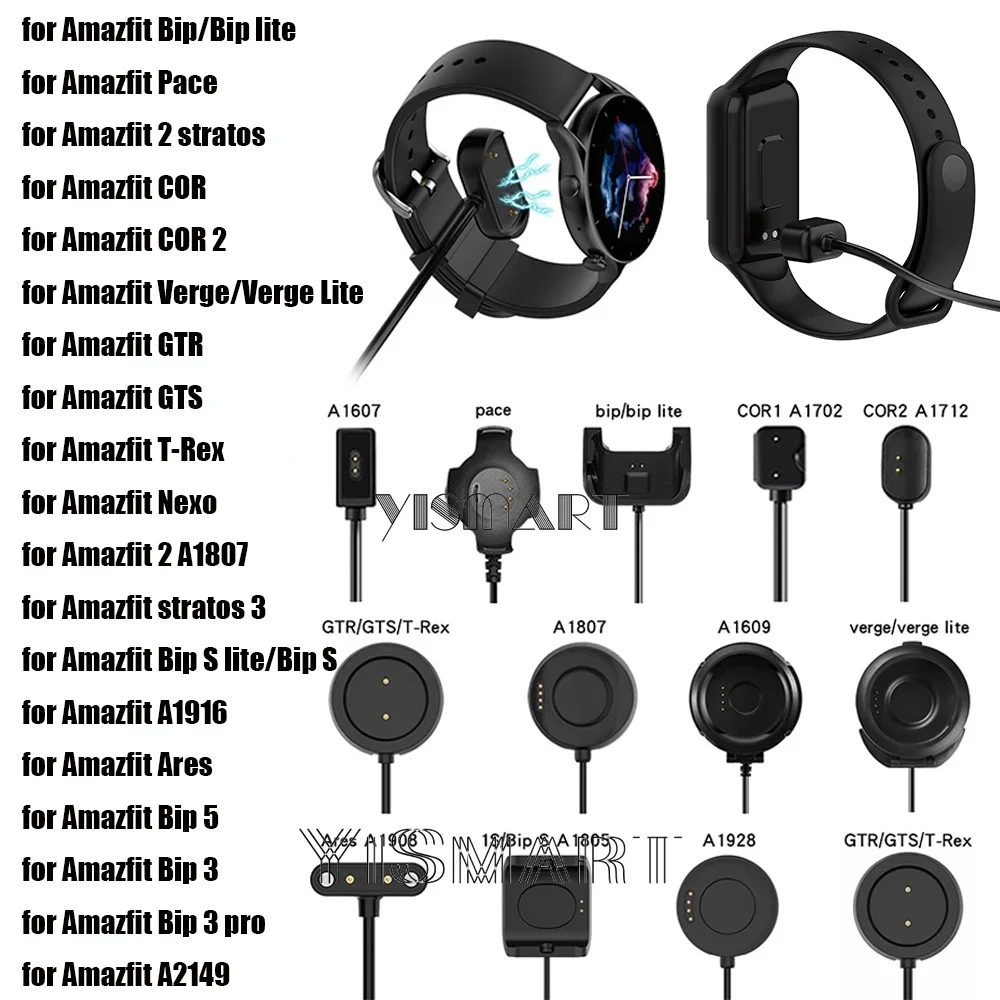 

Зарядное устройство USB для Amazfit Bip 5 3 Pro T-Rex GTS GTR GTS4 GTR4, зарядный кабель для Amazfit Stratos Verge Pace Nexo Ares Cradle
