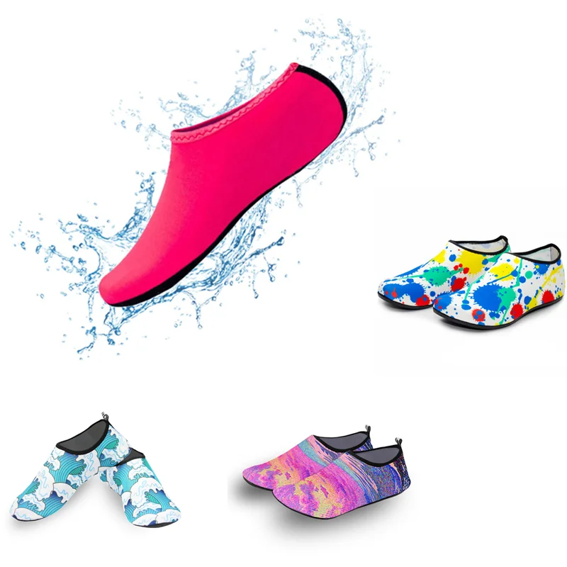 Summer  Beach Sneakers Seaside Sneaker Socks Slippers for Men Women Water Shoes Men Women Swimming Socks Printing Color