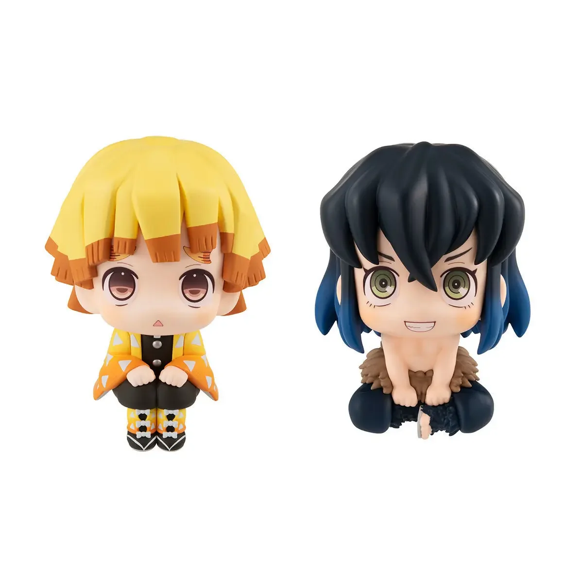 6 pçs/set anime demon slayer tanjirou postura sentada figura de ação pvc modelo estátua boneca brinquedo carro ornamentos decoração mesa presentes