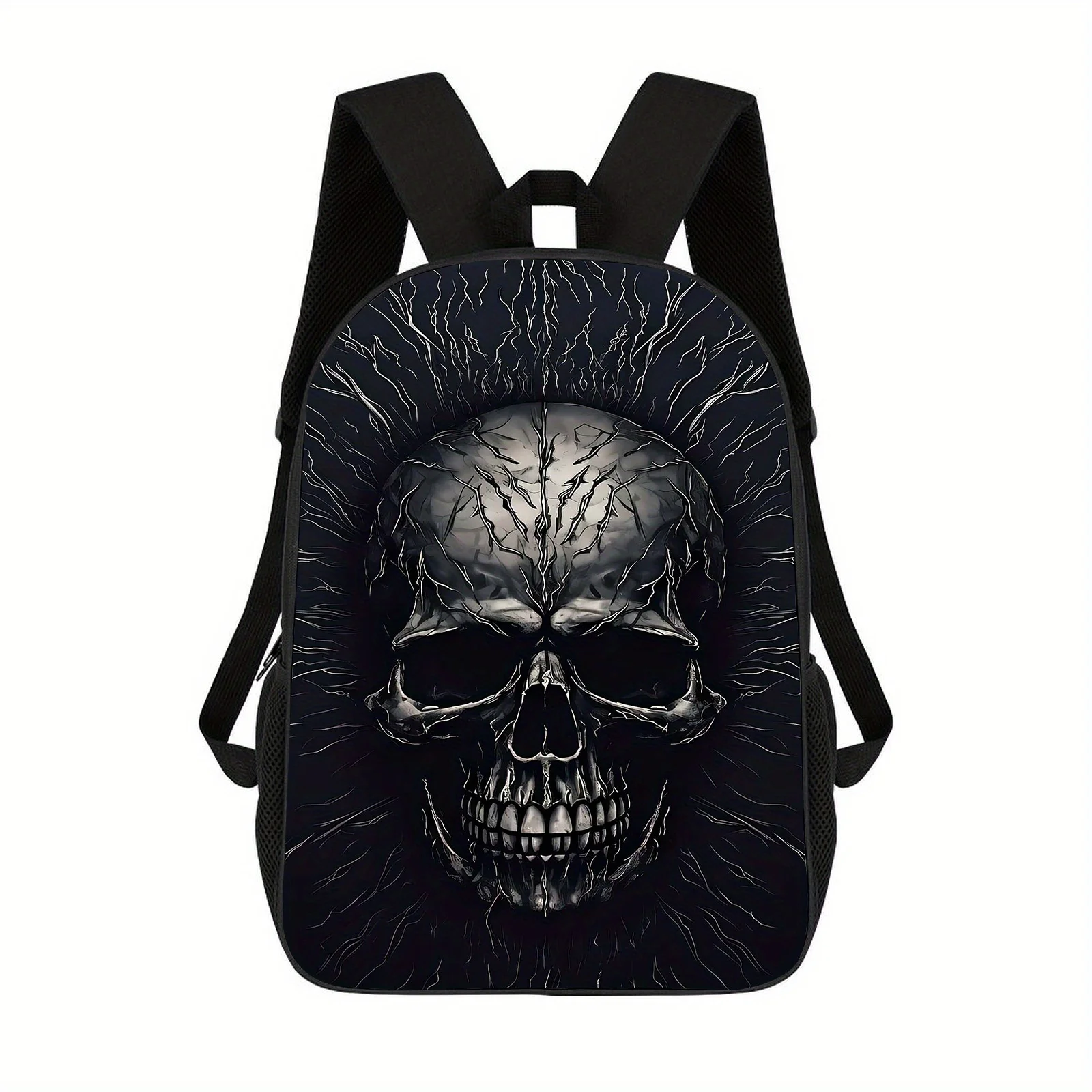 

1-Piece Lightweight Black Neutral Printed Backpack, Printed Backpack - Adjustable Strap, Unisex School Bag, Leisure Travel