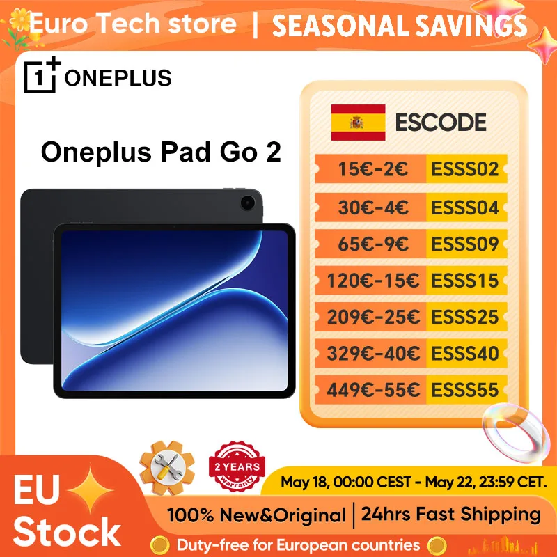 Versión Global Oneplus Pad Go 2 Tablet 10050mAh 5G 12.1 pulgadas 2.8k 120Hz Pantalla Dolby Atmos OxygenOS 16 Wi-Fi 6 Bluetooth 5.4