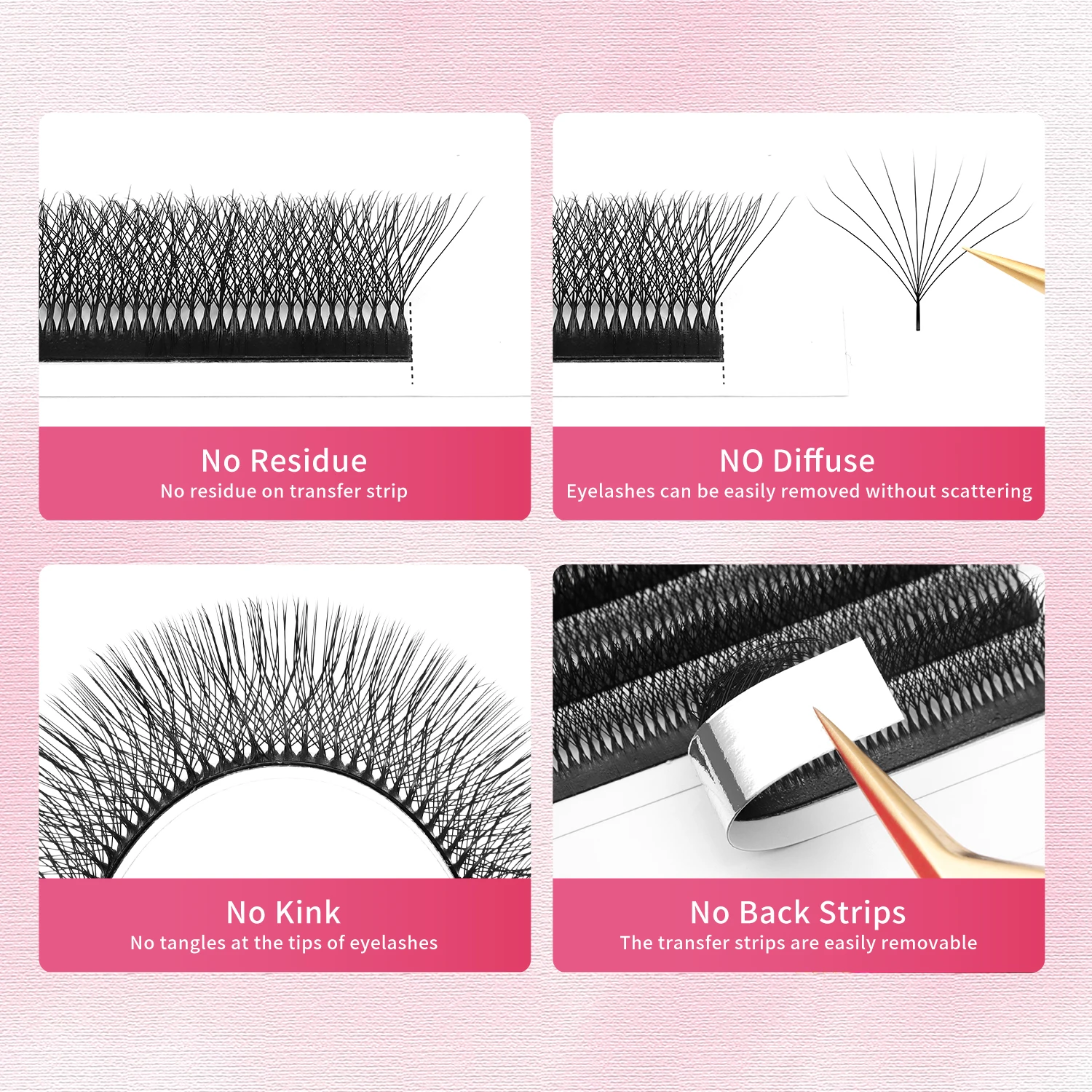 XIUSUZAKI W Lashes Mattschwarz 10DW Vorgefertigte Fächer-Wimpernverlängerungen, natürlich, weich, individuelles Volumen, falsche Wimpern, Make-up-Tools