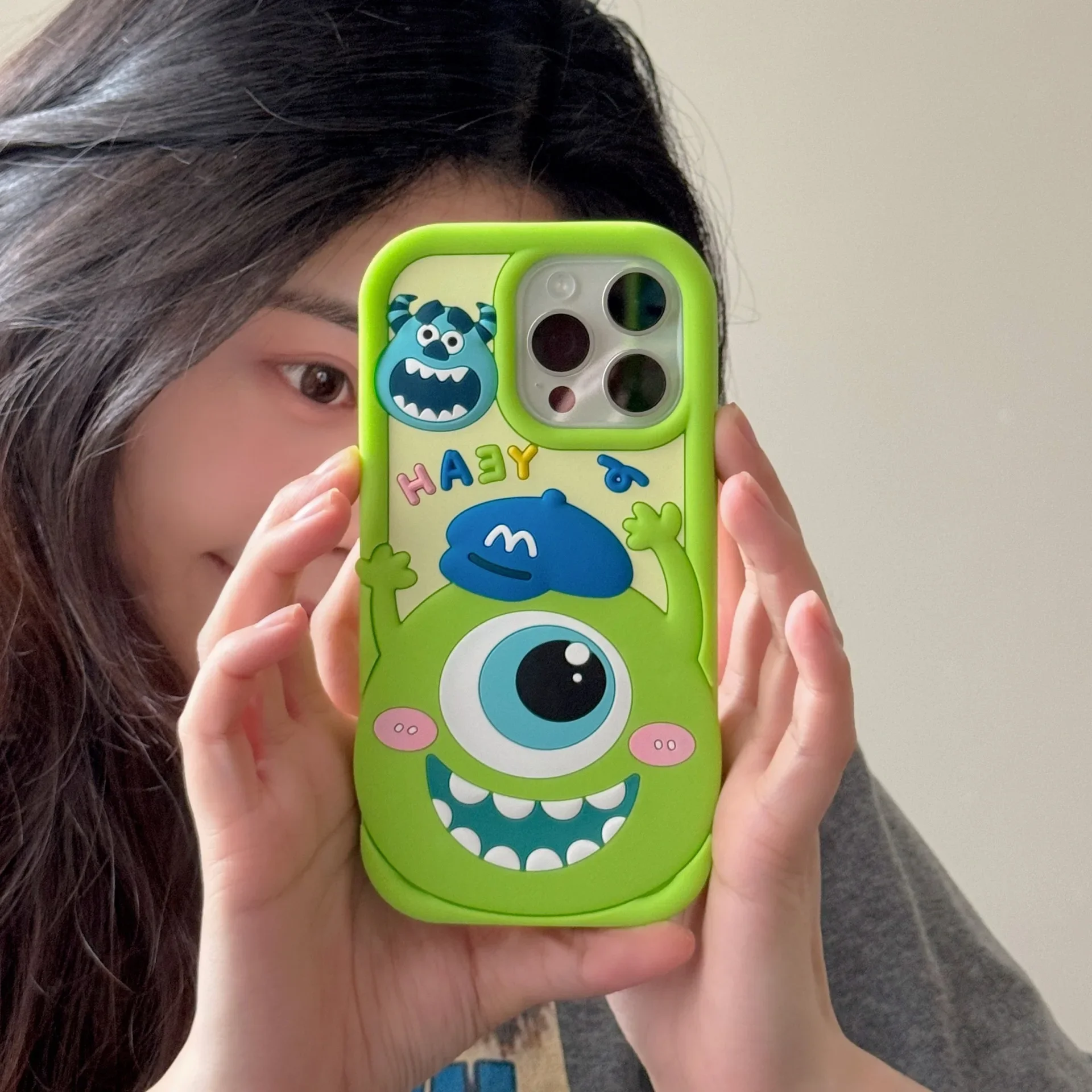 

Large Eye Applicable Phone Case, Stereo Silicone for iPhone 13, 12Pro, 11, Fall Prevention, 16, 15, 14Pro Max