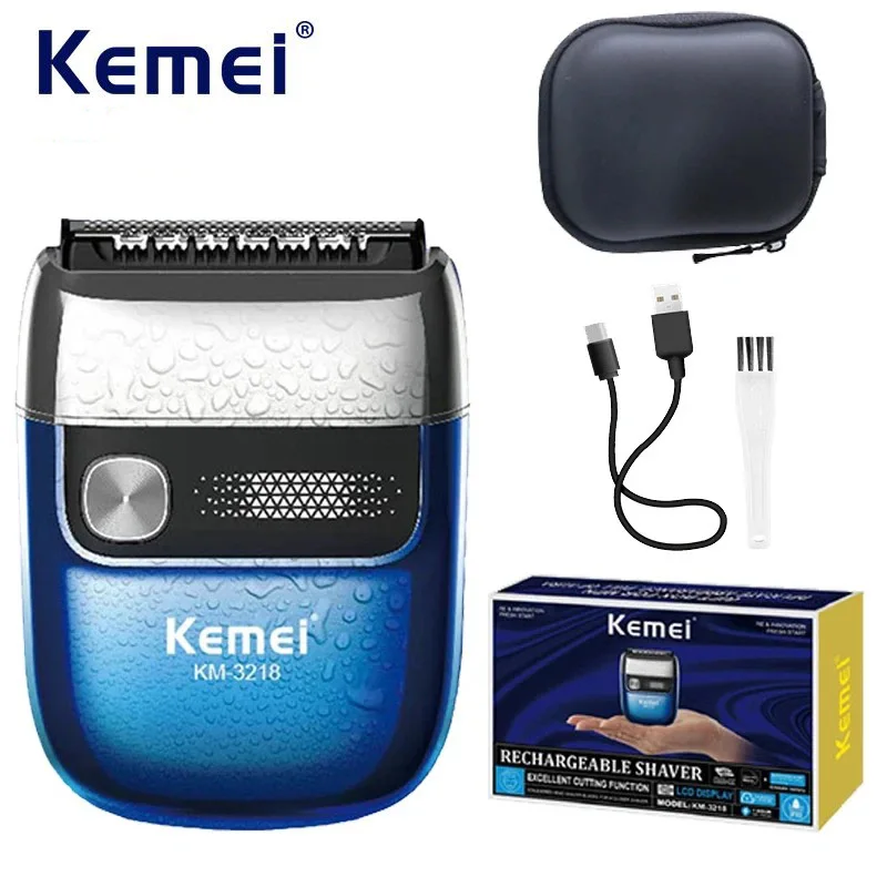 

Kemei Travel Foil Shaver для мужчин Портативная электрическая бритва с зарядкой через USB-C для влажной и сухой уборки IPX5 Водонепроницаемая беспроводная быстрая зарядка