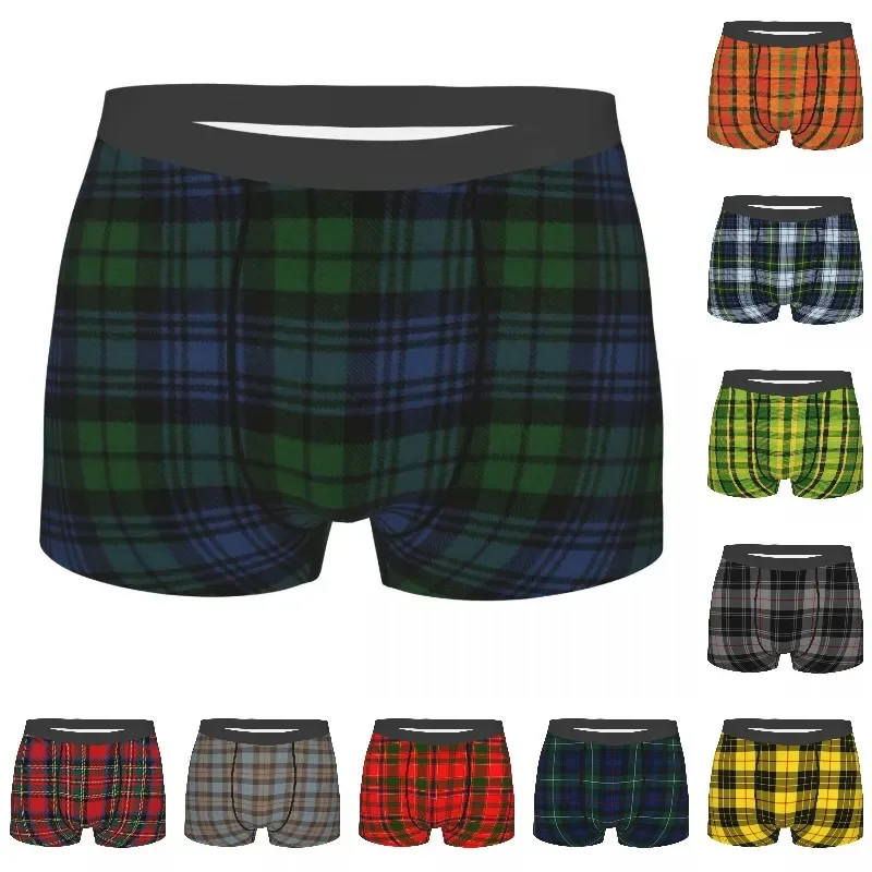 Black Watch Ancient Scottish Tartan Underwear Men Print Geometric Plaid Boxer Shorts Panties Briefs Breathbale Underpants