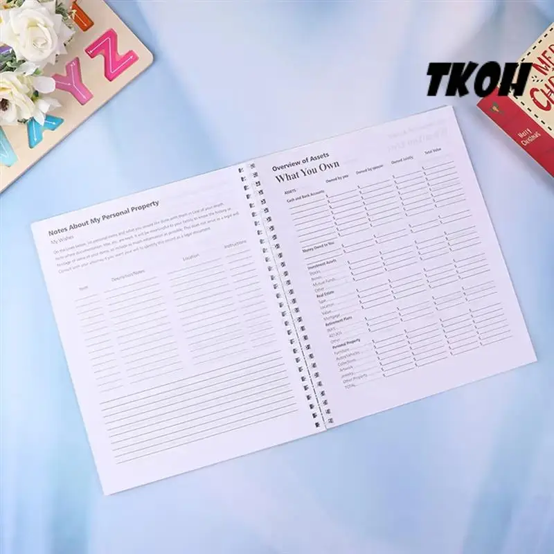 Cuaderno de planificación TKOH-Life, libro de trabajo del planificador del final de la vida, colocando cosas en el pedido para ayudar a mis amantes cuando se ve
