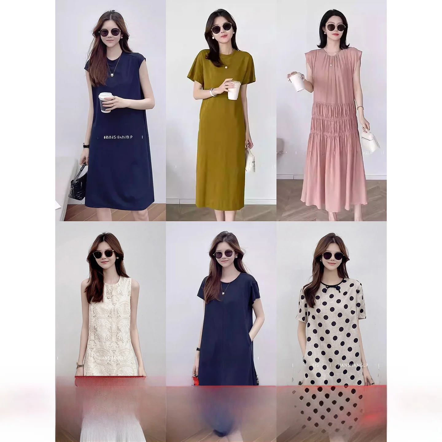

Frances Collection 3 Dresses Versatile Style Summer Season Young Women's Clothing City Commute round Neckline Sleeveless Dresses