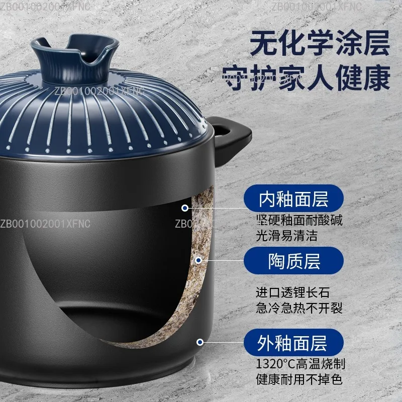 Household Ceramic Casserole for Gas Stove, High Temperature Resistant, Dry Burning, Soup Pot