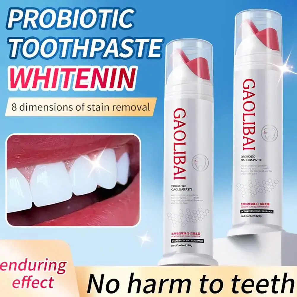 

Probiotic Whitening Toothpaste Remove Plaque Stains Oral Hygiene Care Breath 120g Cleaning Fresh Q5S0