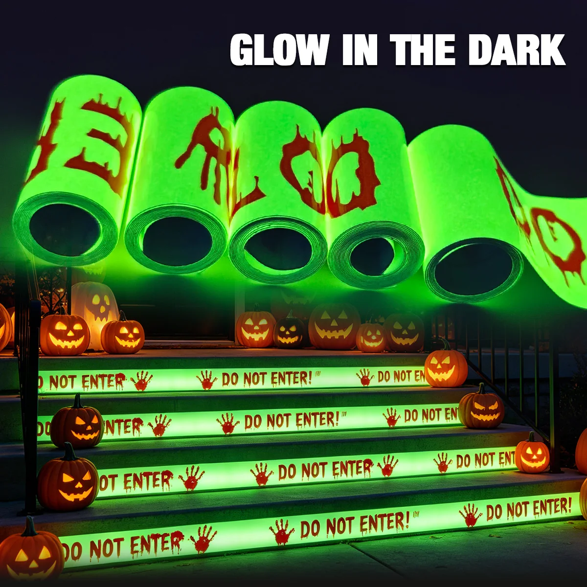 3Meter Halloween Warning Glow In The Dark Tape Non-Adhesive IndoorOutdoor Gatherings Garden Halloween Decoration