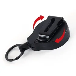 Black Multi-purpose Keychain Holders 70cm Retractable Length 360° Rotatable Belt Hook Outdoor Key Ring Holder