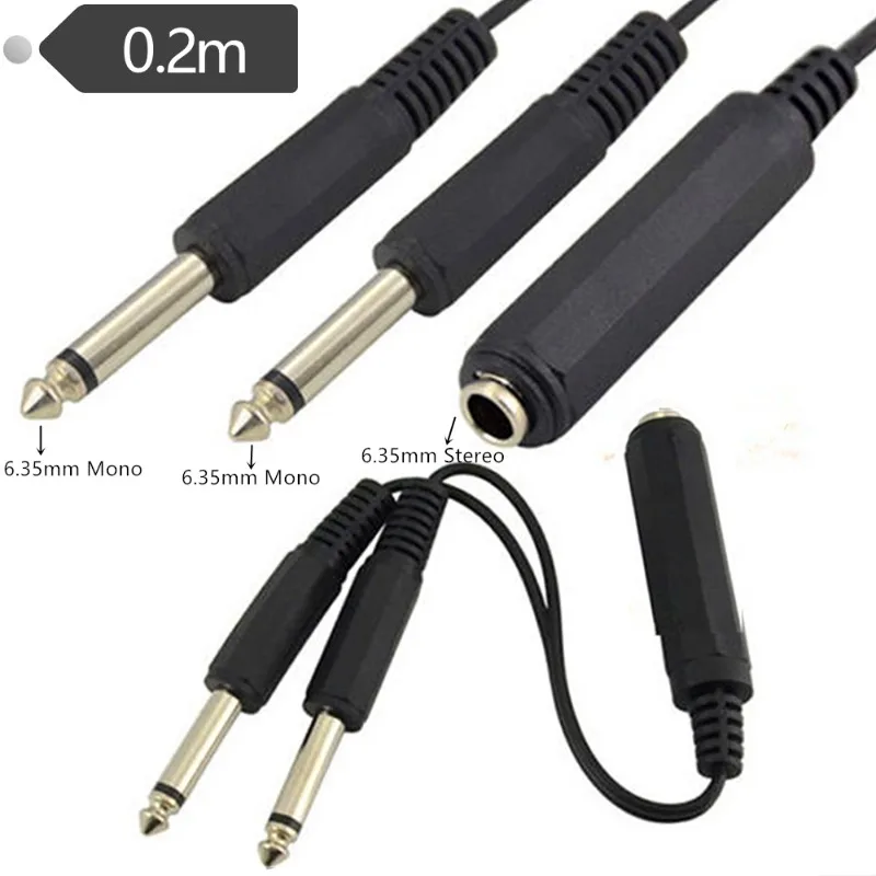 6.35SP F-2 * 6.35MONO M Audio Cable TRS Large Three-core Female To Double Large Three-core 6.35 Plug