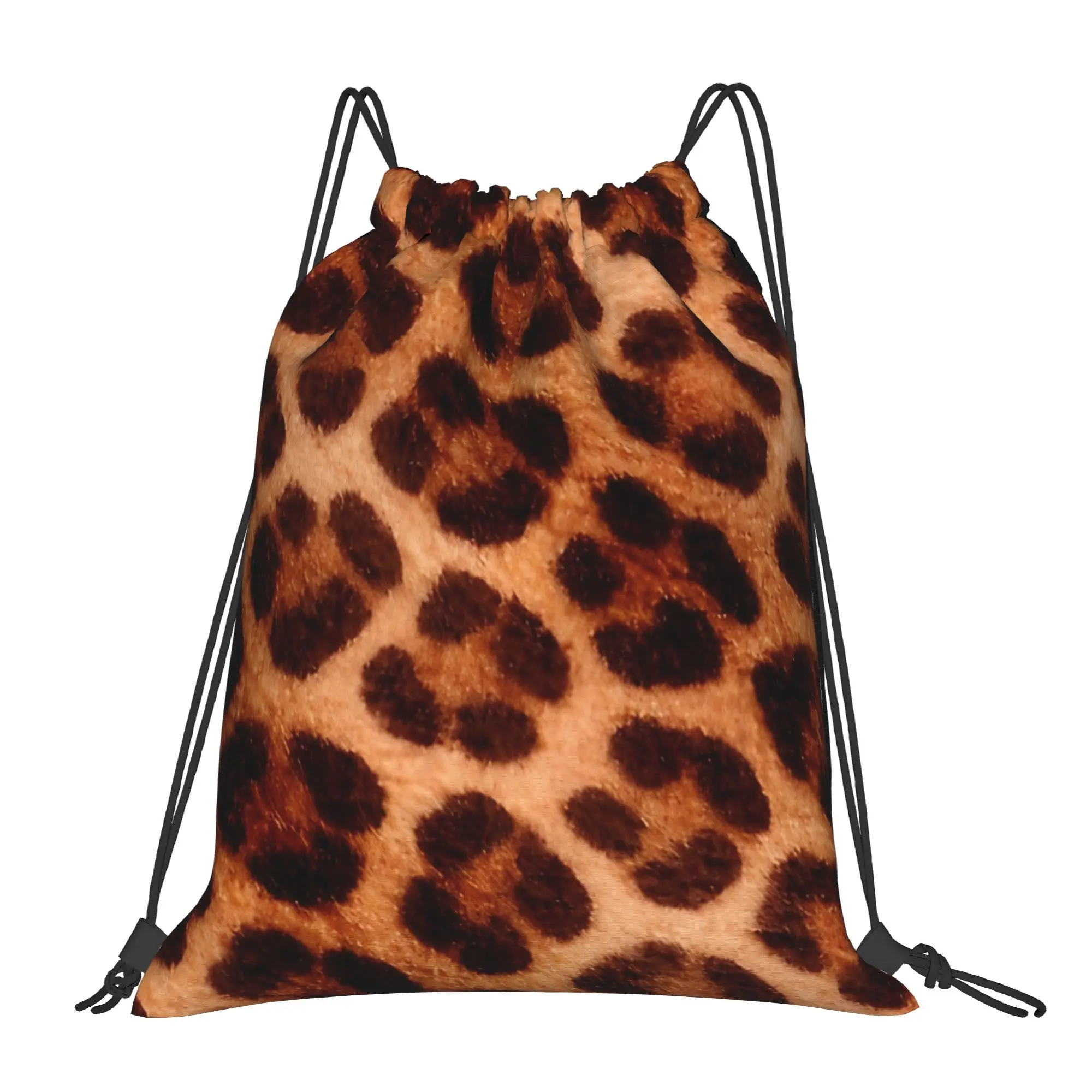 Charcoal Leopard Print Dark Animal Pattern Multi-function  Men Women Storage Backpack Teenager Travel Bag Print Drawstring Bags