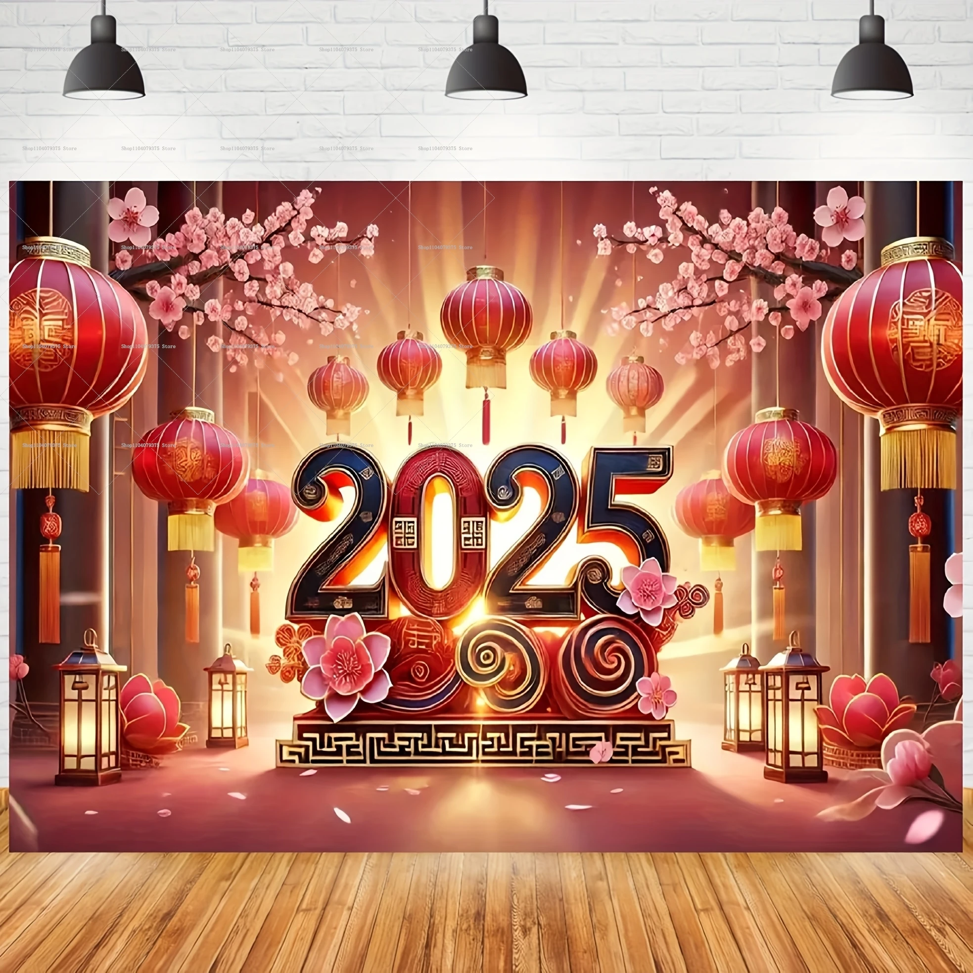 2025 Chinese New Year Spring Festival Photography Background Party Gifts Gift Decoration Banner Photo Booth Room Wall Decoration