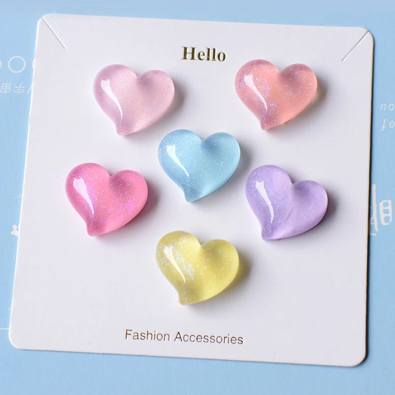 200pcs Kawaii Flatback Resin Mix Color Heart Cabochon DIY Handmade Hair Bow  Phone Case Decoration Accessories