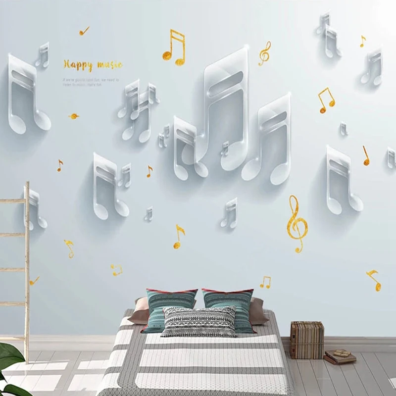 

3D Musical Note Pattern Wallpaper For Kid's Bedroom Decoration Photo Eco-friendly Three-dimensional Wall Mural Home Decor Papers