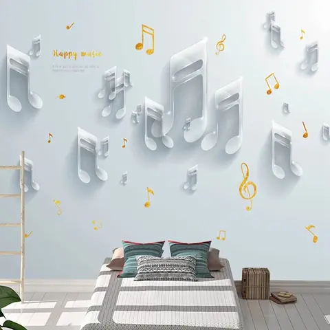 Custom Wall Mural 3D Musical Note Pattern Wallpaper For Kid's Bedroom Decoration Photo Eco-friendly Home Decor Papers