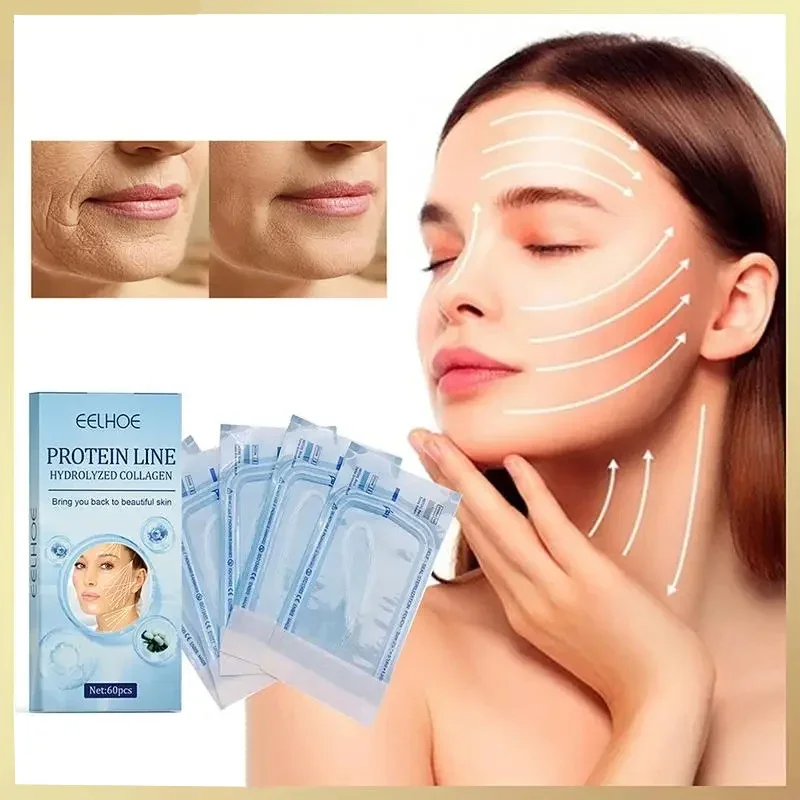 Enchimento Facial Reafirmante Anti-Rugas, Linha da Proteína do Ouro, Anti-Rugas, Nenhuma Agulha, Absorvível Fade Fine Lines, Linha do Colágeno, Soro Anti-Envelhecimento, 60Pcs