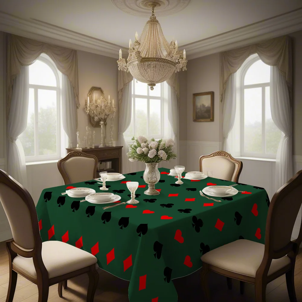 Poker theme printed square tablecloth - holiday gift for indoor and outdoor use - multi-purpose for barbecuing and picnics