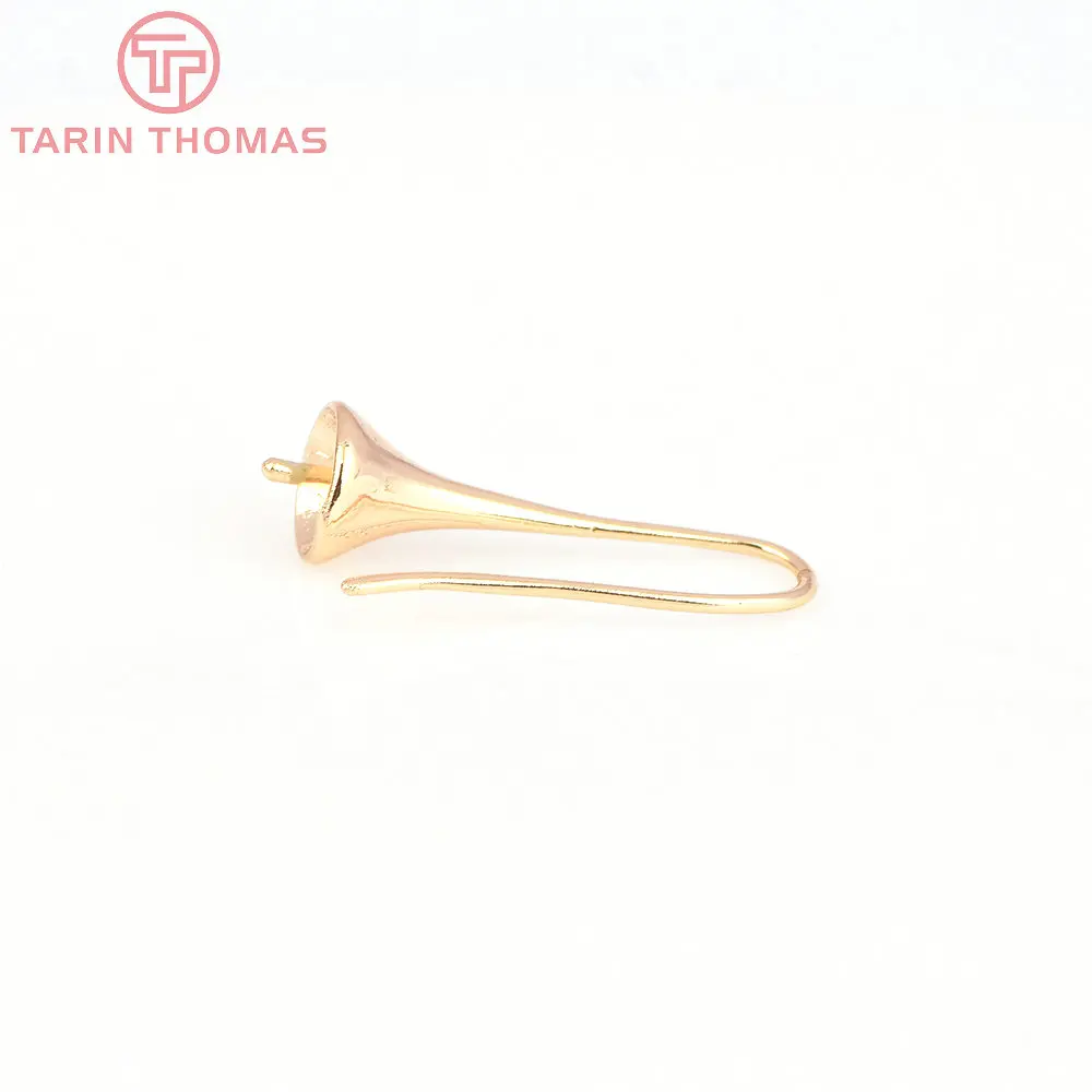 (7774) 10PCS 6.5x24.5MM 24K Gold Color Brass Trumpet Shaped Hanging head Earring Hook High Quality DIY Jewellery Accessories
