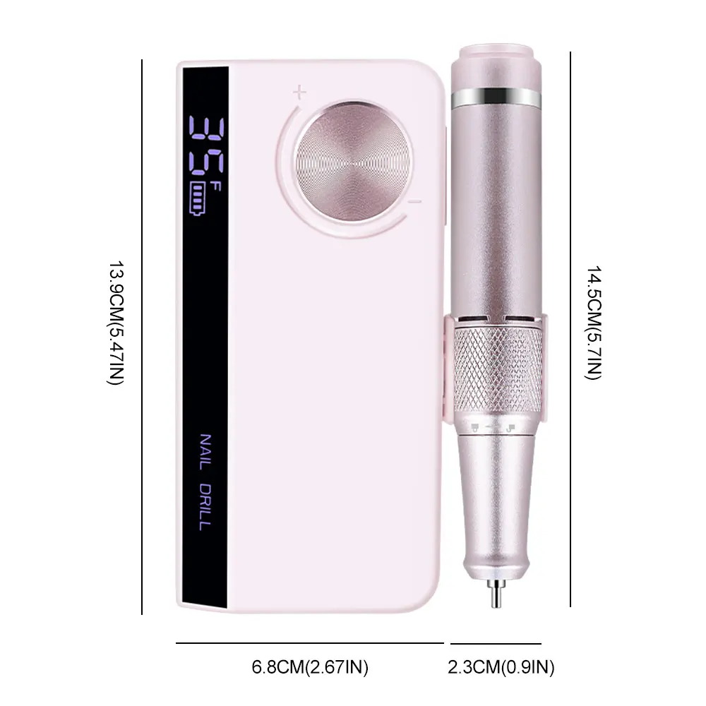35000 Rpm Instelbare Snelheid Lage Ruis Draadloze Usb Nail Boor Voor Acryl En Gel Nagellak Professionele Nagelsalon