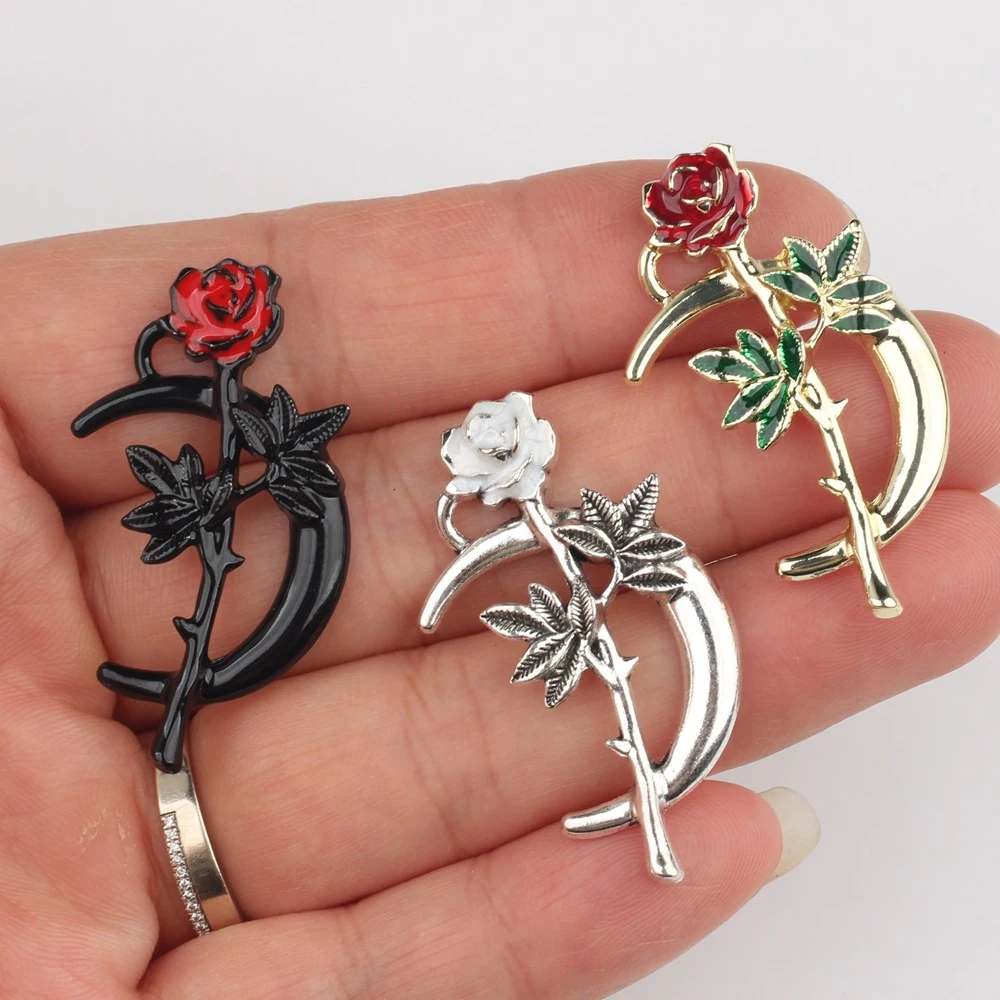 10pcs Fashion Hollow Out Rose Moon Shape Pendant Earring Necklace Bracelet Jewelry Making Accessories Handmade DIY Ornament Gift