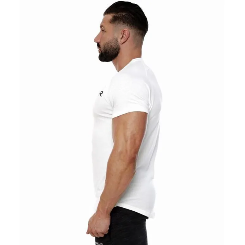 Men T Shirt Short Sleeve Shirts for Men Bodybuilding Workout Gym Casual Muscle Tee