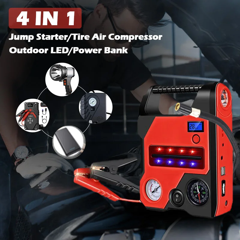 Car Jump Starter Battery Booster for And Tyre Compressor Power Bank Portable Starters with Air