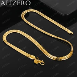 ALIZERO 18K Gold 6mm Flat Side Snake Bone Chain Necklaces 20 Inches Man Women Fine Jewelry Wholesale Fashion Trend Necklace