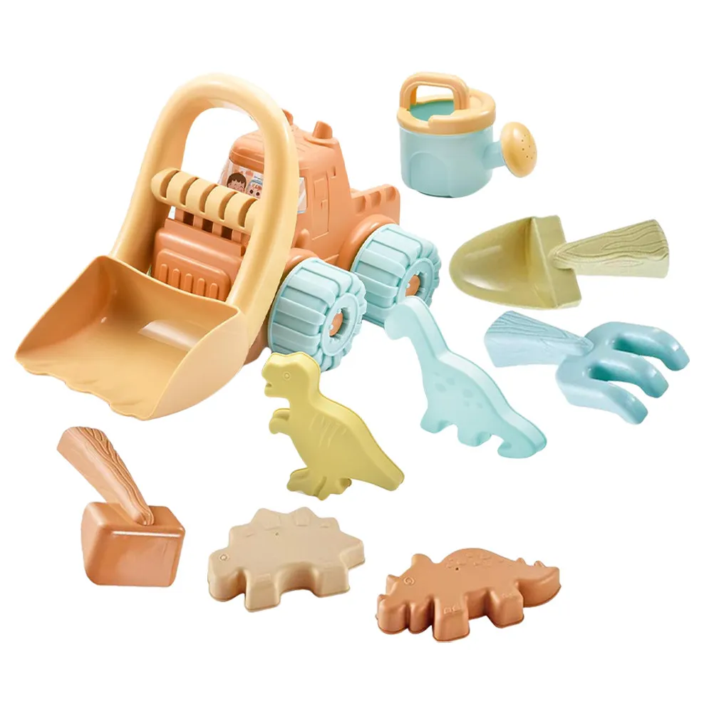 9pcs-kids-beach-set-dinosaur-sand-molds-shovel-rake-sand-digger-watering-can-outdoor-sandcastle-play-tools-beach-toy-for-kids