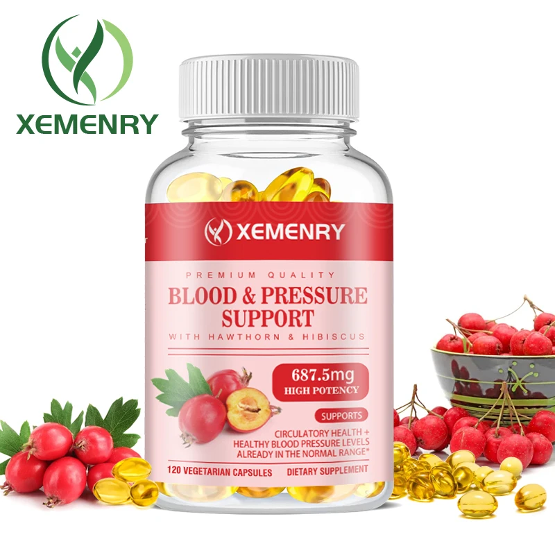 

Blood & Pressure Support Capsules - Helps Balance Blood Pressure Support Blood Flow, Improve Heart and Vascular Health