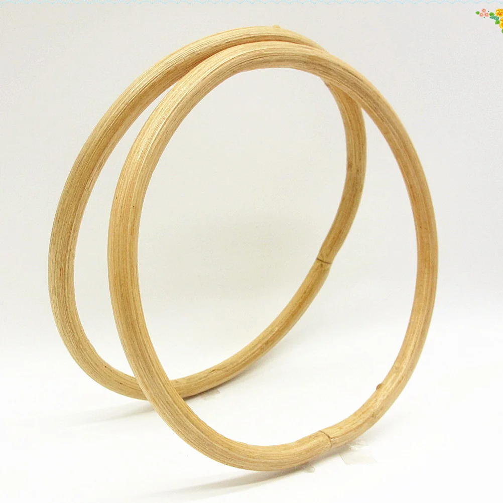 

4Pcs Bamboo Round Bag Handles Chic Handmade DIY Purse Accessories Bamboo Wood Ring for Craft Projects 13cm Inner Diameter