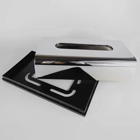 Multifunktionell silvergalvaniserad plastvävnadsask modern rektangulär servettdispenser förvaringsbehållare inflyttningspresent 10 best sales silverförpackning med näsdukar - №5