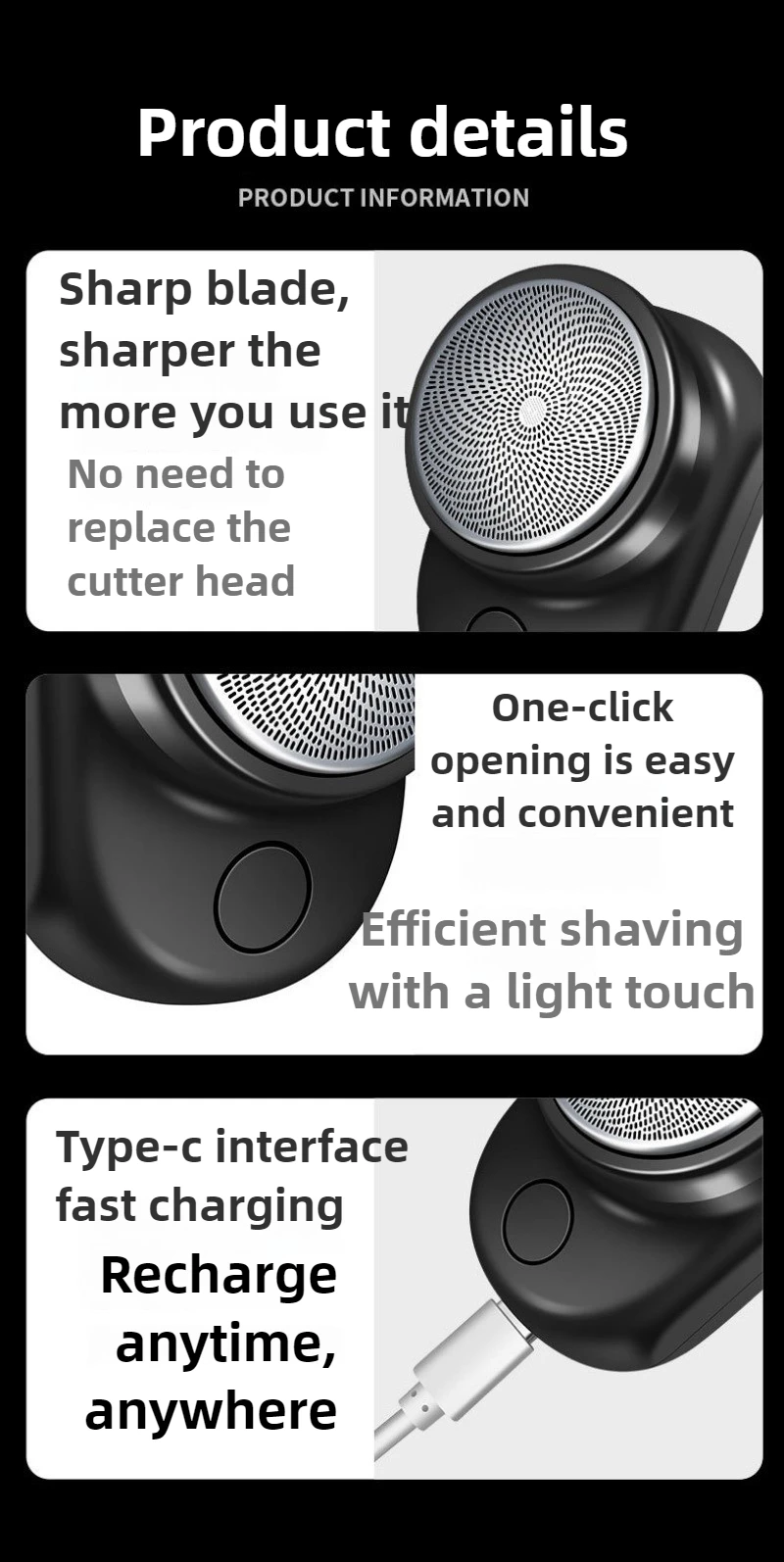 Мини-электрическая бритва с одной головкой, маленькая портативная бритва с зарядкой через USB, модель для дома и путешествий, мужская бритва, парикмахерские машины, женская бритва