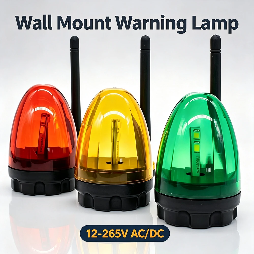12‑265V AC DC LED Strobe Warning Light Wall Mount Outdoor Flashing Beacon Lamp for Gate Opener Emergency Security Signal Alert