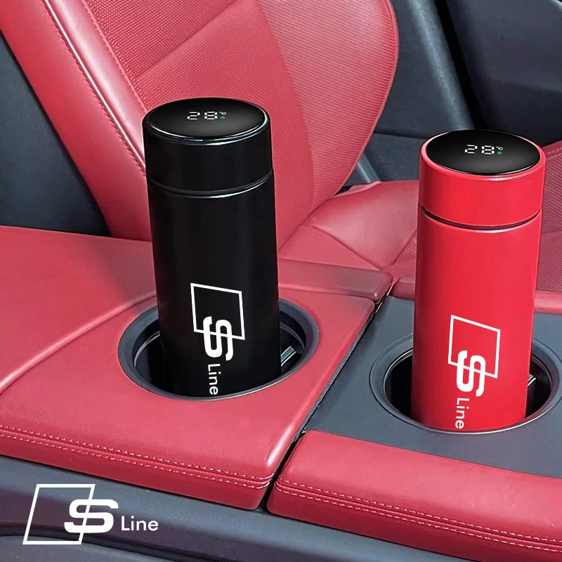 500ml Car Insulated Cup Water Cup Coffee Tea Thermos Mug For Audi Sline Q1 Q2 Q3 Q4 Q5 Q6 Q7 Q8 TT S7 A1 A2 A3 A4 A5 A6 A7 A8 C6