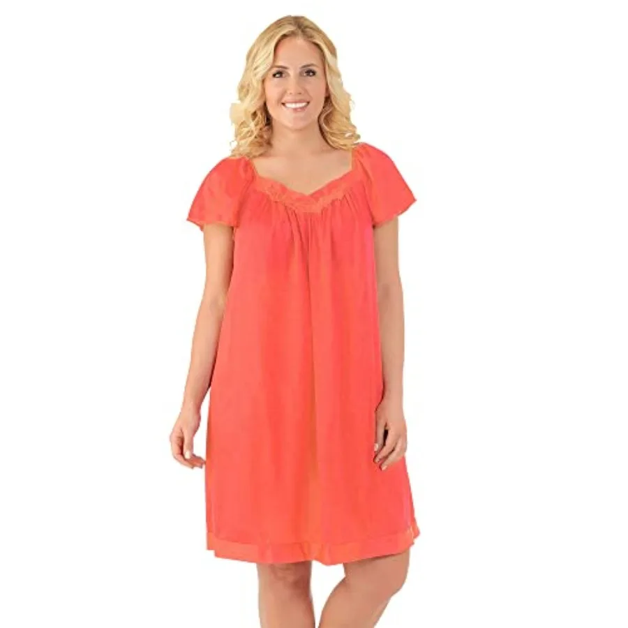 

30109 Women's Nylon Tricot Flutter Sleeve Short Knee Length Nightgown