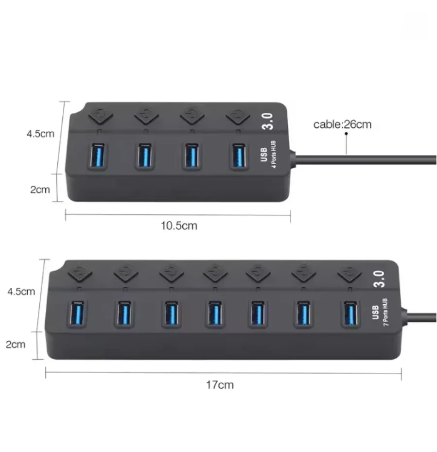 USB3.0 HUB Adapter 4/7 Ports USB2.0 High Speed Splitter Expander with 5C 2A Power Adapter Plug and Play Docking Stations for PC view 6