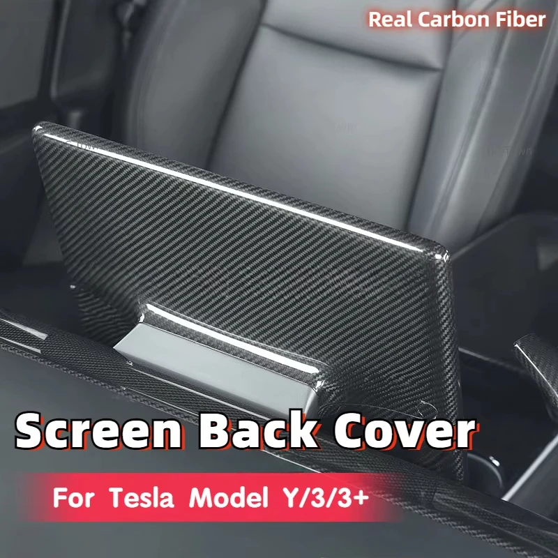 Real Carbon Fiber for Tesla Model 3/Y/3+ Model Y Launch 2025 Screen Back Cover 3K 240G Handmade Navigation Frame Screen Cover