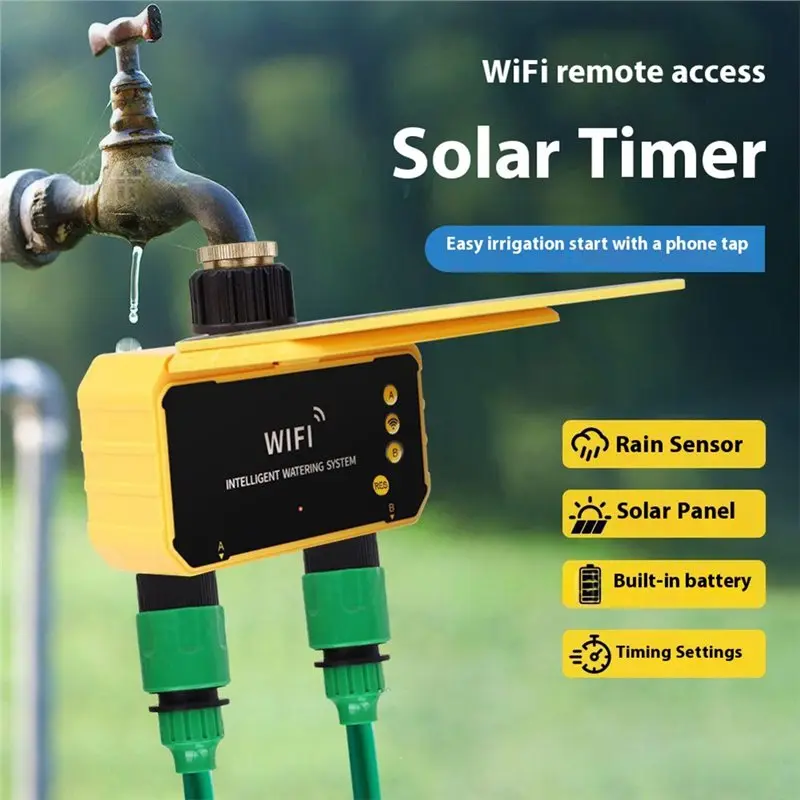 SYW-Solar Powered Wifi Smart Plastic Watering Timer Automatic Irrigation Sprinkler System For Garden Lawn Greenhouse 1 Water