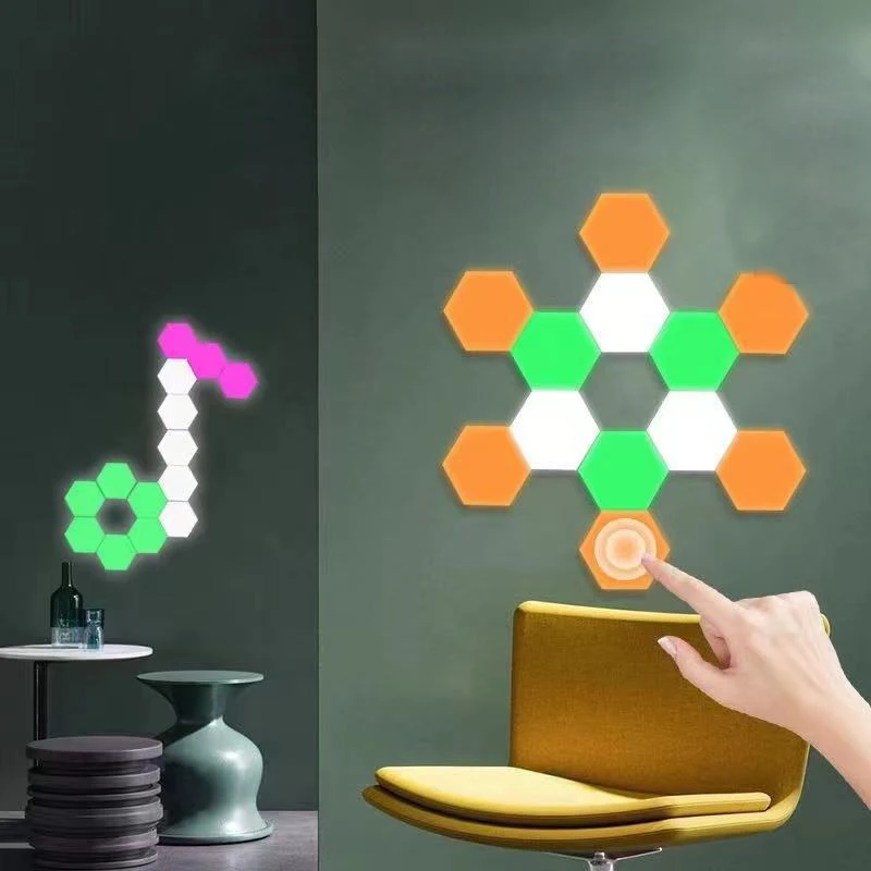 LED RGB Quantum Lamp Hexagon Light DIY LED Colorful Night Light Wall Lamp Touch Sensor LED Honeycomb Light USB Modular Lamp