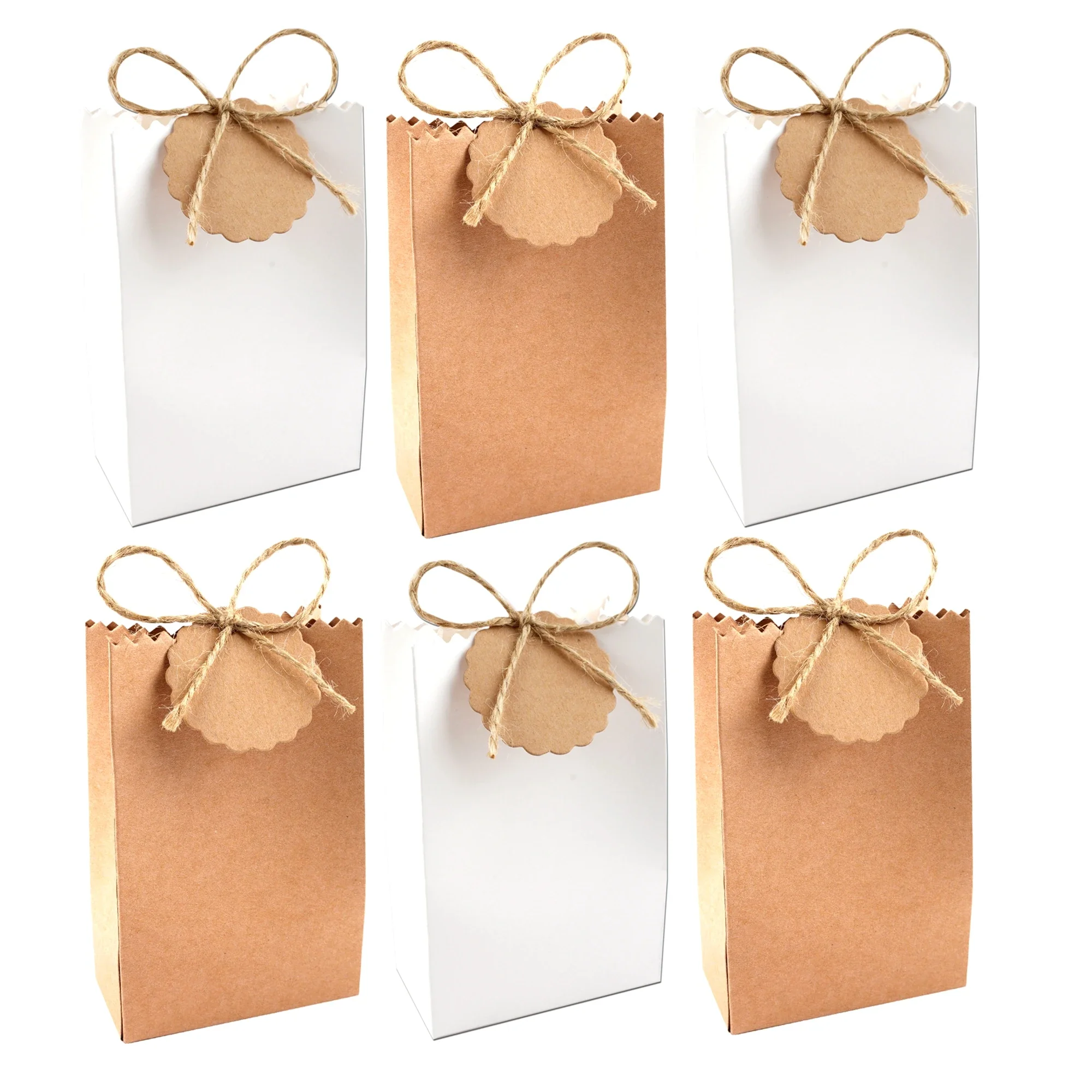 

10Pcs Retro Kraft Paper DIY Gift Bag Jewelry Cookie Wedding Favor Candy Box Food Packaging Bag With Rope Birthday Party Decor