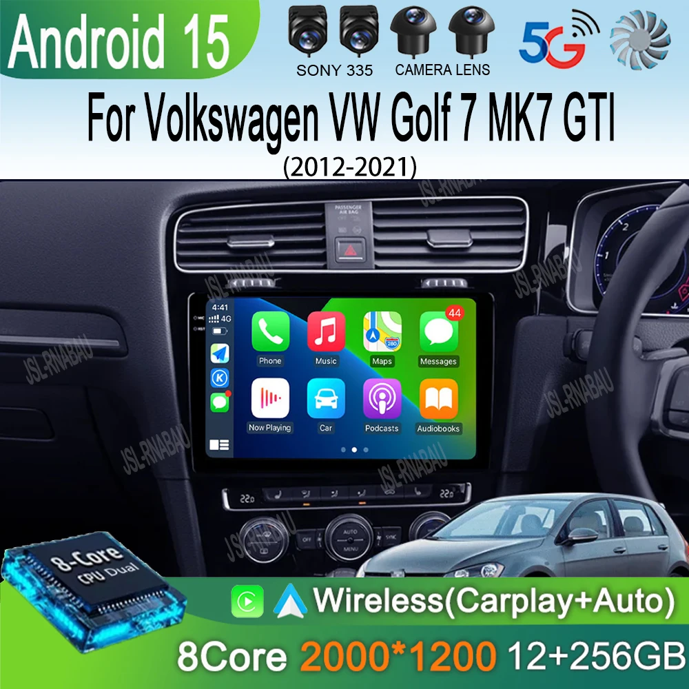 Android 15 Car Radio For Volkswagen VW Golf 7 MK7 GTI 2012-2021 Right Hand Drive RHD Carplay Android Stereo Video Player 2 Din