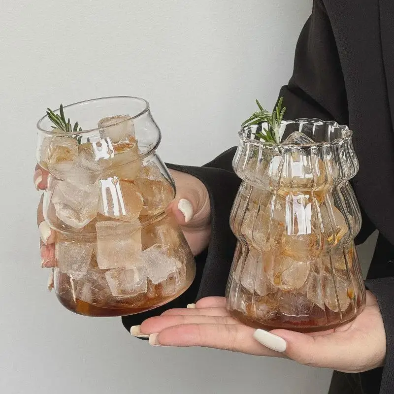Curled Latte Cups Coffee Cup Household Glass Drinkware Juice Milk Simple Mug Transparent Water Bottles Glassware Cups Coffeeware