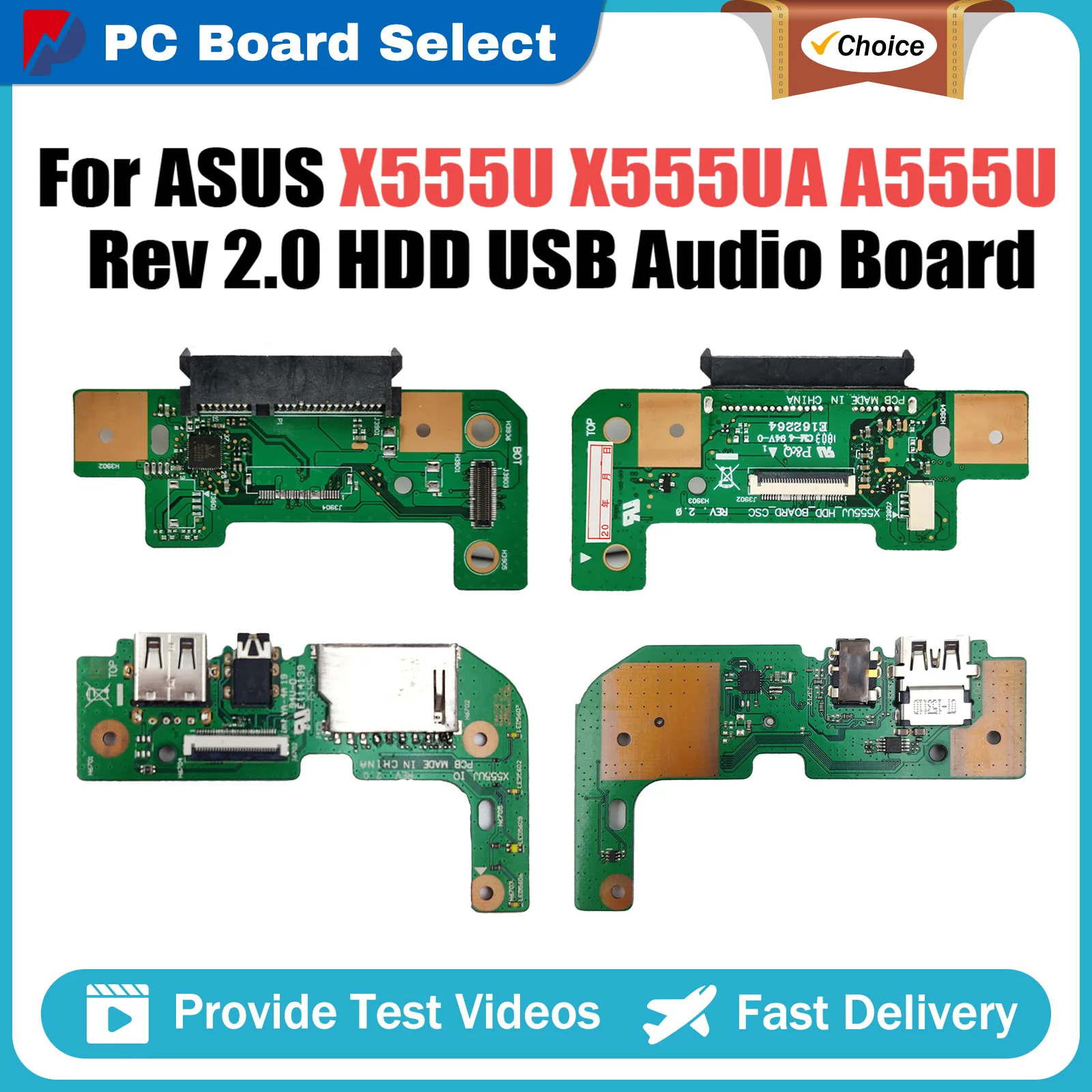 

Original For Asus X555U X555UA A555U F555U K555U X555UJ Rev 2.0 HDD Hard Disk Drive USB Audio Board 100% Tested Fast Ship