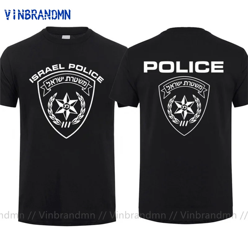 Israeli PoliceMan Israel Cops T Shirt Man Cool T-shirt IDF Israel Army Elit Black Tshirt Men Tees Harajuku Streetwear Tee Shirt