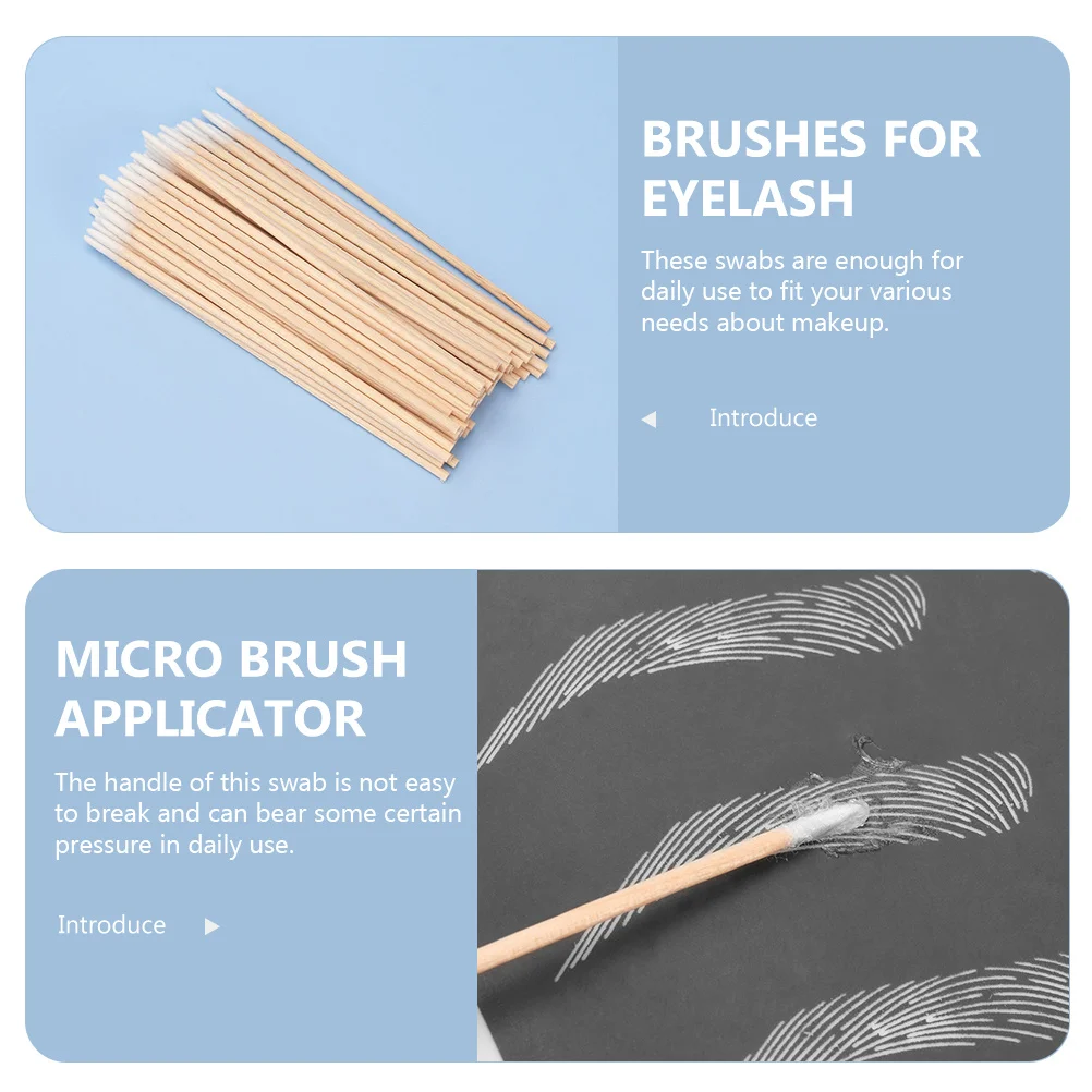 100 قطعة مسحات قطنية صغيرة للرموش مقبض خشبي على شكل كأس فرشاة توزيع المكياج مسحات صغيرة لاستخدام تمديد الرموش #6